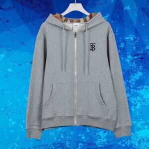 Burberry Gray Hoodie with Tan Accents